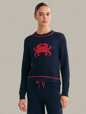 NEW 525 AMERICA jane crab pullover sweater in dark blue combo